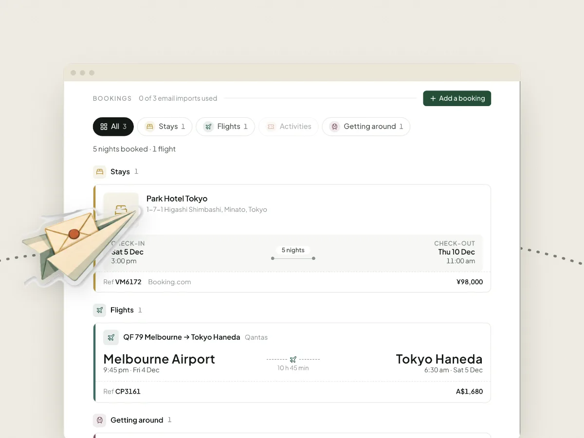 Bookings that read like tickets